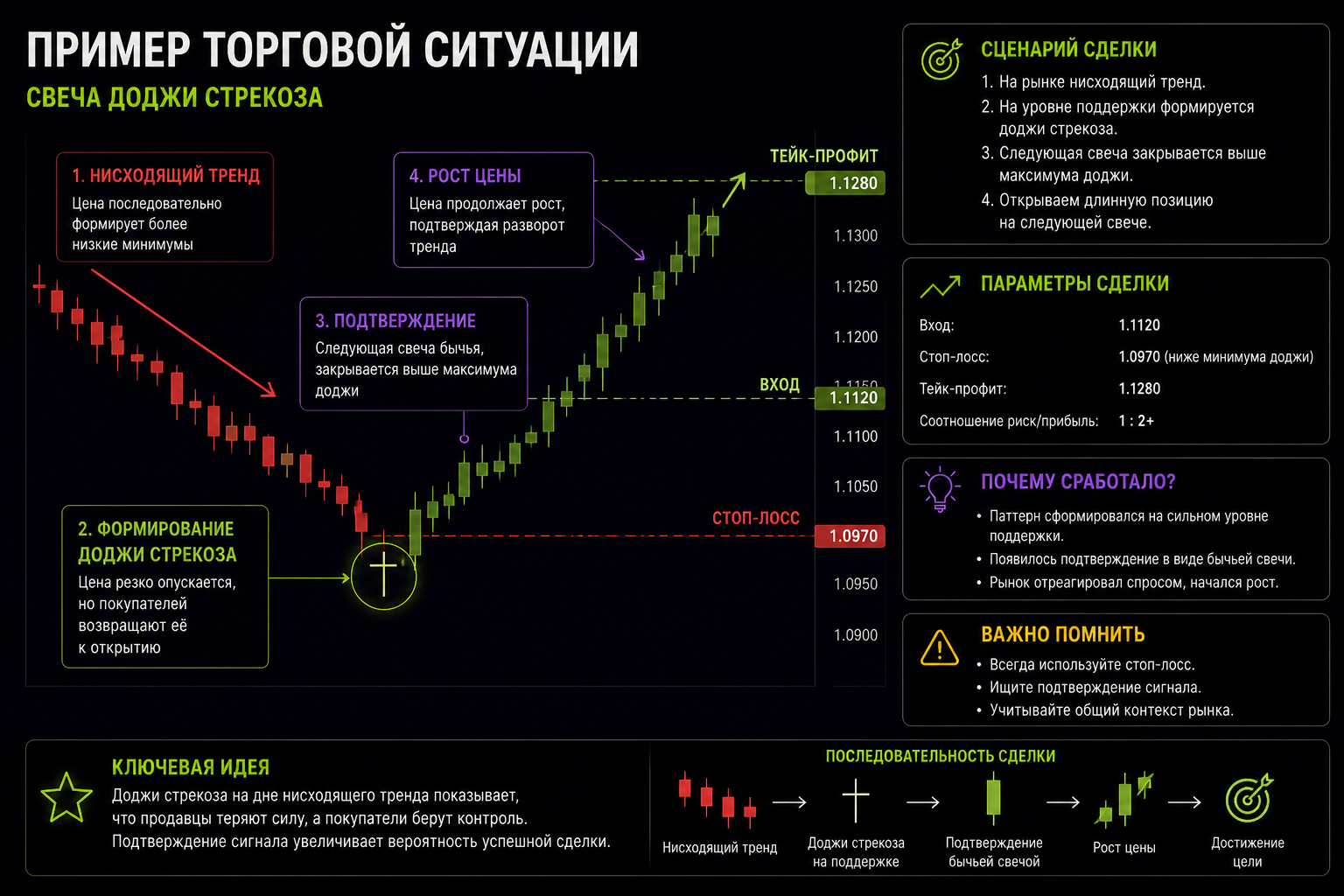 пример торговой ситуации свеча доджи стрекоза