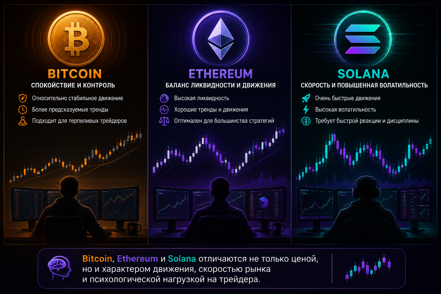 ценность BTC ETH и SOL