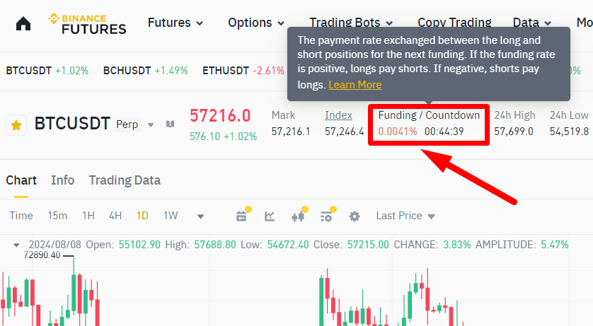 Проверка через ставку финансирования — пример на графике