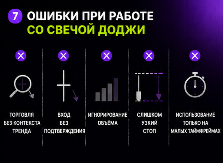Типичные ошибки при интерпретации свечи доджи