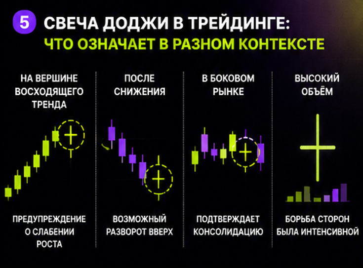 Значение доджи в разных рыночных контекстах